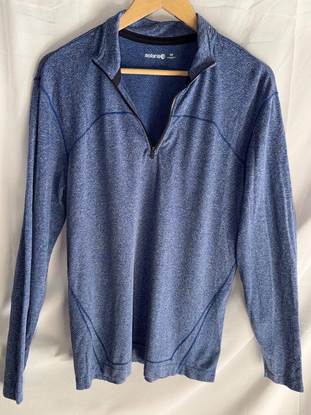 Solaris Men's Heathered Navy Blue Quarter-Zip Pullover